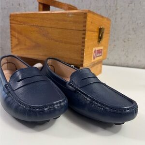 Women’s Elegant Navy Leather Penny Loafers
